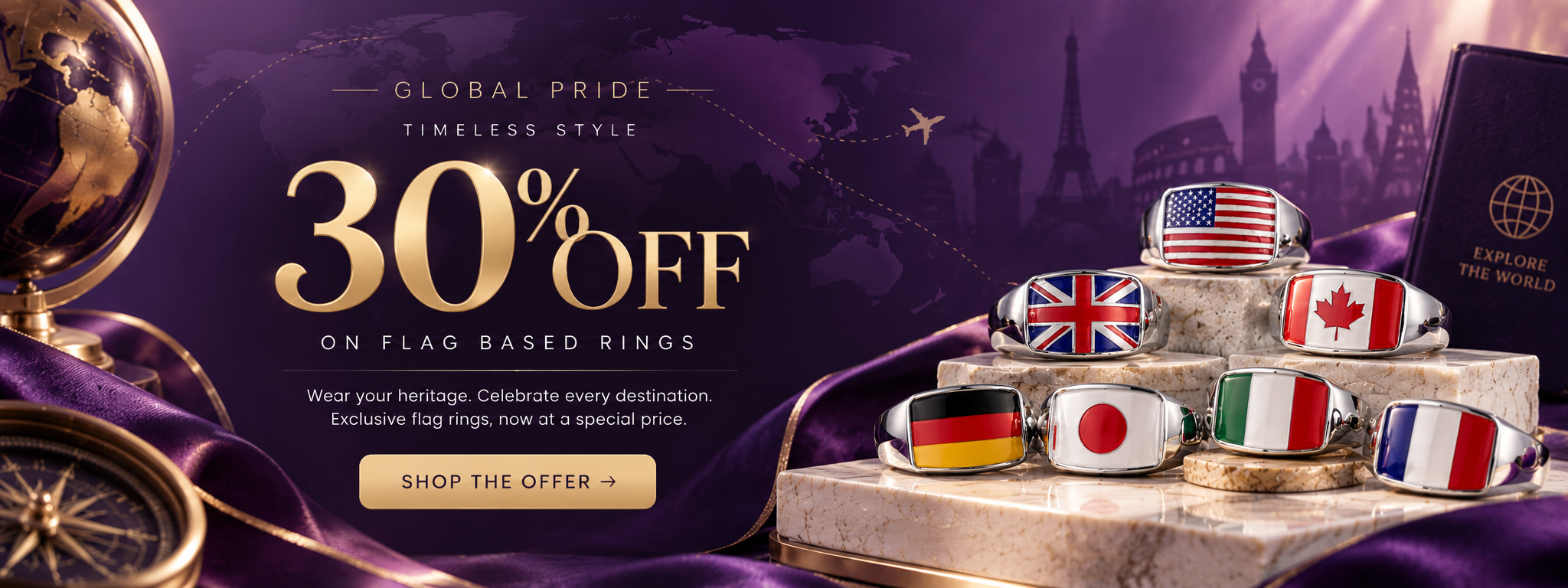 30% Off on flag based rings